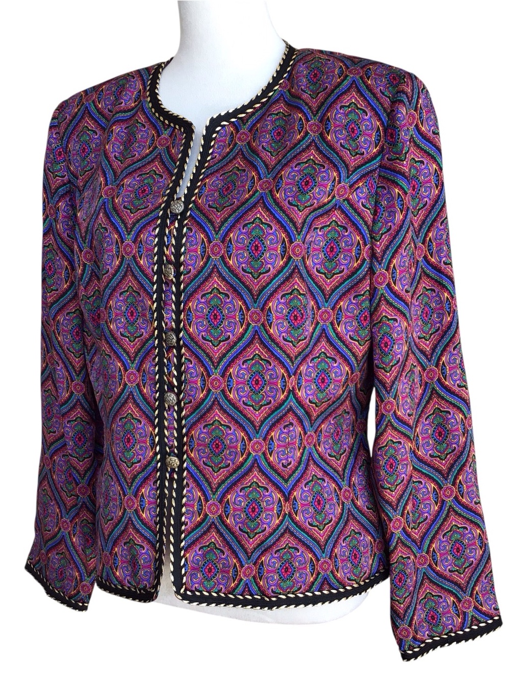 Adrianna Papell Tapestry Print Vintage Silk Jacket